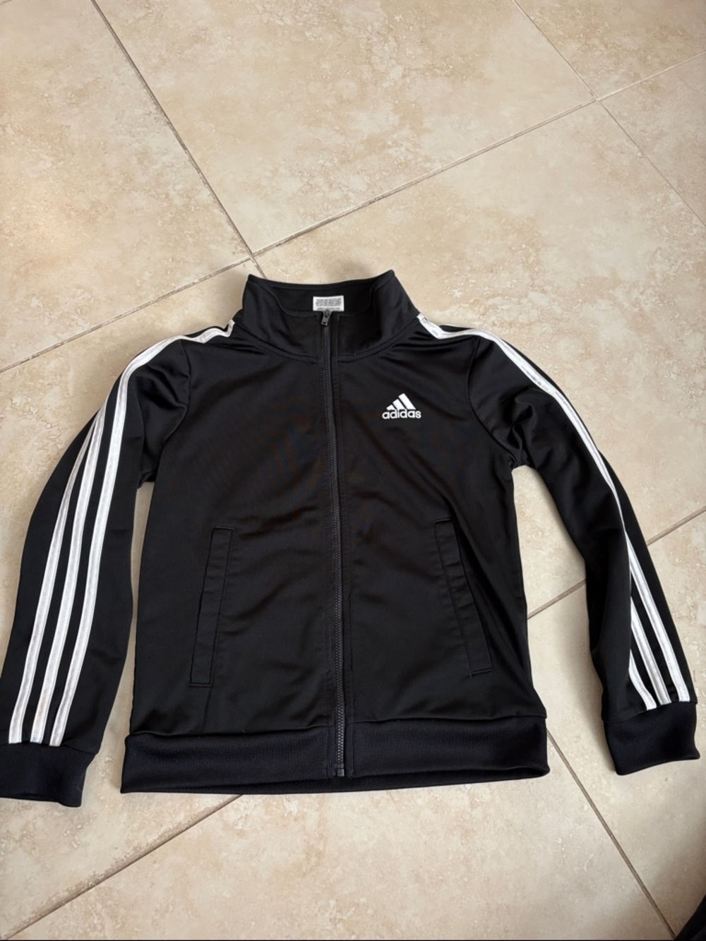 adidas Black Jacket with White Stripe Detail